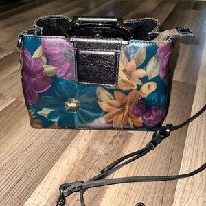 Patricia Nash Floral Leather Handbag with Removable Strap